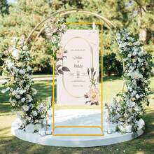4Pcs Wedding Sign Stand, 68.9inch Adjustable Wedding Sign With Leather Sign Hanging Straps, Durable Metal Easel Stand For Wedding Welcome Signs, Seating Charts, Ceremony & Reception Decor - Golden Advertising Stand Combination - View 4