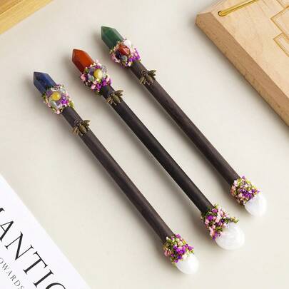 1pc Natural Amethyst Magic Wand, Natural Stone Fairy Lucky Gem Decor, Witch Wand, Halloween Decoration