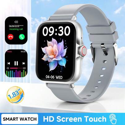 新款智能男女手表，方形屏幕，无线通话，多种运动模式，计步器，步数记录，音乐控制，拍照控制，闹钟，信息提醒