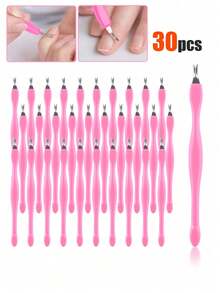 100/50/30/20/10件装 V型指甲钳，V型指甲钳，指甲护理死皮去除工具，双头V型叉指甲和足部清洁工具，家用和沙龙美甲工具 - 粉色 - 查看 8