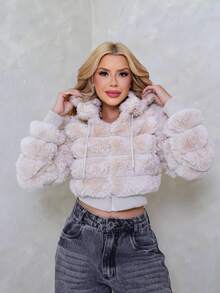 Premium Teddy Fur Puffer Jacket - Màu be - Xem 1