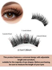 Waloshow 3 pares/set de pestañas postizas magnéticas de aspecto natural CC, reutilizables con aplicador profesional, sin necesidad de pegamento, fáciles de poner y quitar, crean un look de maquillaje natural, estilo 3D natural de dibujos animados con aspecto esponjoso y suave - Pestañas Naturales - Ver 12