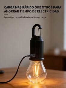 1pc Lámpara LED Solar Portátil para Tienda, Luces Brillantes con Gancho, Linterna de Emergencia, 3 Modos de Iluminación, Carga USB, Material Plástico, Ideal para Viajes, Fiestas, Festivales, Regalos y Decorativos - BT001 - Ver 4