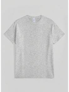 Oversized Boxy Cut Short Sleeve Jersey T Shirt Casual Crop Fit Streetwear Modern Minimalist All Season Essential Top-Comfortable Retro Cotton T-Shirt - 灰色 - 查看 4
