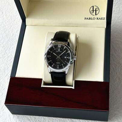  Pablo Raez 1pc Original Men's Watches Stainless Steel Luxury Wristwatch For Man 50M Water Resistant AAA Quality Casual Calendar Fashion Clocks Silver Non Tarnish Color Male Famous Brand New Fashion Quartz Watch For Man Luminous Hands Roman Numeral & Bar Scale Black High Level Business Wristwatch For Daily Use Teacher Gifts Hours For Father Or Male Friend Birthday Graduation Wedding Presents