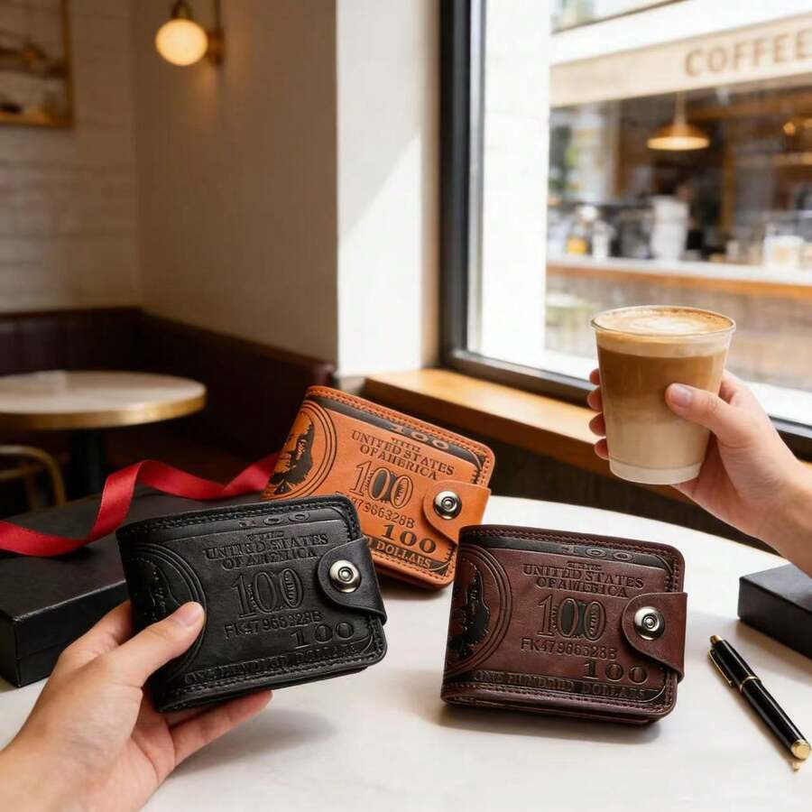 2026 New Upgrade Men's Faux Leather Wallet Credit Card Photo Holder Elegant Daily Use Durable Denim Lining Unique Wallet All Seasons Suitable Mother's Day Father's Day Music Festival Running Of The Bulls Halloween Christmas Boxing Day Valentine's - Khaki - View 1