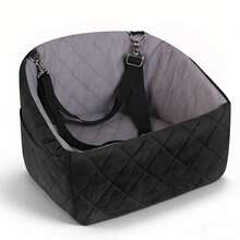Comfortable Dog Car Seat 19.7"L X 19.3"W, Pet Booster Seat For Small Dogs Up To 35 Lbs, Durable Dog Travel Bed With Storage Pockets & Machine Washable Cover - 灰色 - 查看 3