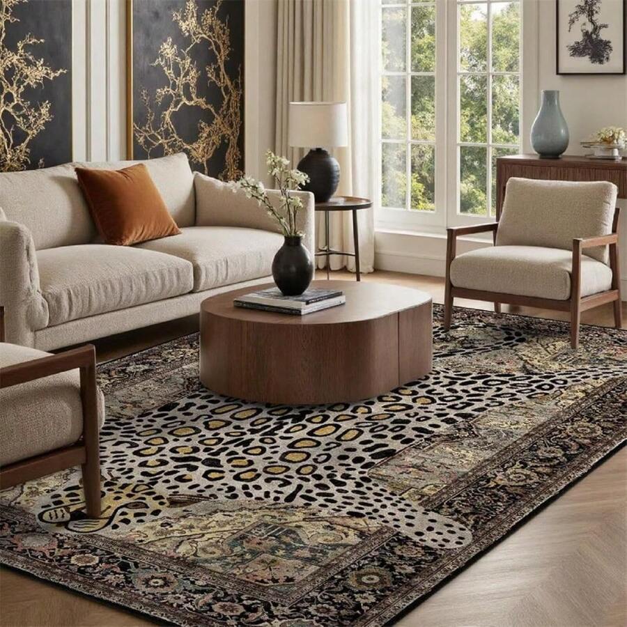 Black Leopard Runner Rug Washable Cheetah Print Area Rugs For Kitchen Hallway Porch Balcone Luandry Room Bedroom Non-Slip Animal Skin Carpet , Modern Abstract Art Carpet 84*60inch/31*20inch,Perfect Choice For Gift ,Stylish And High-Quality Rugs, Perfect For Decorations And GiftsHome Decor, The Best Choice For Gothic-Style Birthday Gifts - Trở lại T# - Xem 1