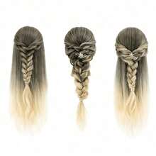 Styling Head Mannequin Doll, 24 Inch Synthetic Fiber Hair, Hairdresser Training Head For Salon Practice - Black Gold - View 5