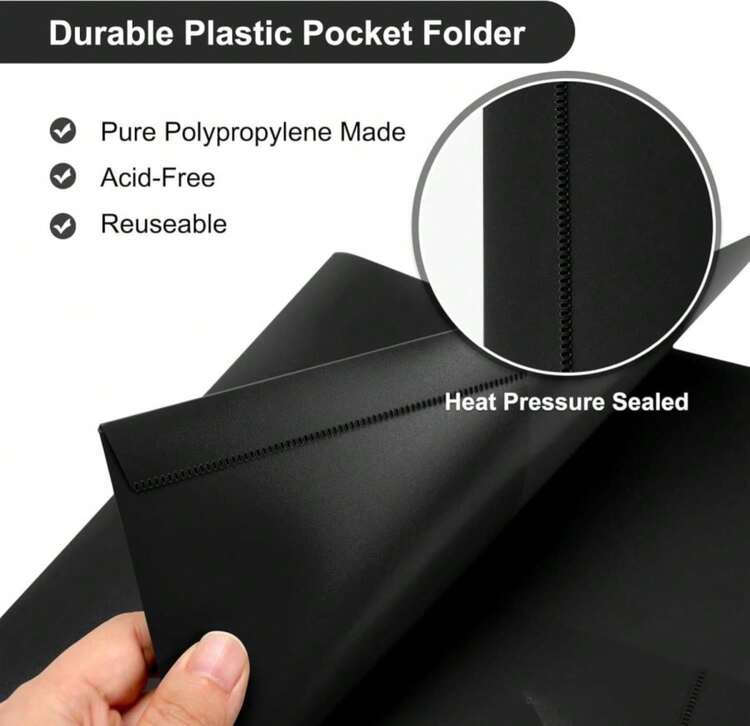 ViVin 60-Pack Black Plastic Folders With Pockets, 8.5 X 11 Inch Letter Size, Modern Style, 2 Pocket Folders For School, Home, Office - ColorB - View 2