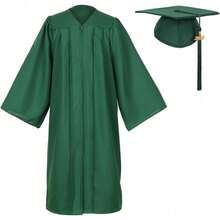 2026 Unisex Matte Graduation Gown And Cap Set With Tassel For Middle High School Bachelor - Forest Green - View 1