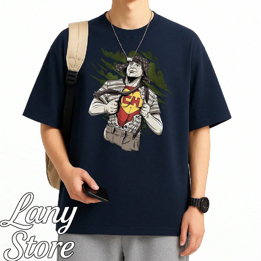Chesperito Chapolin Chaves T-Shirt Drawing Series Movie Blouse Shirt Unisex 100% Cotton New Release Shipping Various Colors!! PLUS SIZE - 藏蓝色 - 查看 1