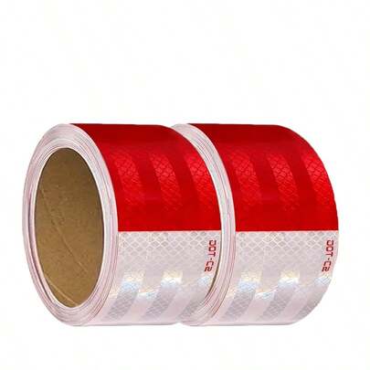 3米DOT-C2高可见度反光安全胶带，防水粘性警示条，适用于车辆，通用尺寸，红白反光材料 - 适用于汽车装饰，高反光度 - 适合作为父亲节、母亲节、派对礼物