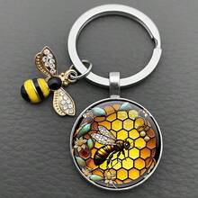 Medvang 1个休闲锌合金蜜蜂钥匙扣，适合春夏佩戴 - 復古銀色 - 查看 6