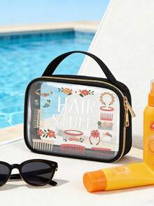 PVC材质手提洗漱包，拉链封口设计，优雅金属拉链，轻便耐用，不褪色，适合女性和女孩用作化妆包和洗漱包，易于清洁，时尚实用，是旅行、度假、返校和学习的必备单品。 - 彩色 - 查看 2