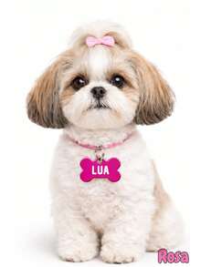 Personalized Pet ID Tag For Dogs And Cats, Laser Engraved On Metal And MDF. - Hot Pink - View 3
