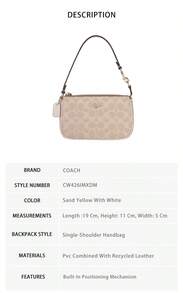 Coach Nolita Printed Women's Single Shoulder Handbag CW426IMXDM - 沙黃色配白色CW426IMXDM - 查看 9