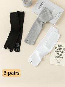 1/3 Pairs Unisex Two-Toe Ankle Socks, Spring/Summer Split Toe Thumb Socks, Black/White/Gray Pig Hoof Design Non-Slip Socks For Women - Multicolor - View 13