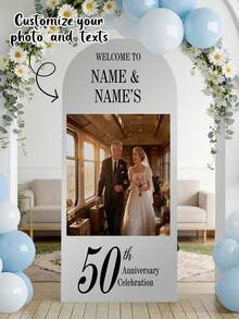 Customized Personalized Arch Canopy Shade, Personalized Wedding Arch Backdrop Canopy, Can Add Text, Images Or Logos, Suitable For Mother's Day, Father's Day, Valentine's Day, Weddings, Birthdays And Other Occasions As Personalized Anniversary Gifts - Multicolor - View 2