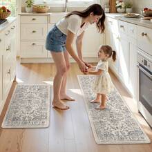 KIMODE Anti Fatigue Kitchen Mats Floor, Boho Floral Kitchen Rugs 17x29.5+17 X47", Cushioned Mats Kitchen Floor, Non Slip Kitchen Floor Mats, Sink, Laundry, Office, Desk Blue Multi E3V1 - Multi-blue - View 10