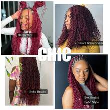 99J Bordeaux Red Human Hair Braiding Extensions, 3 Bundles 20 Inch 100g 12A Deep Wave Braiding Hair, Bohemian Seamless Braids, 100% Unprocessed Brazilian Virgin Hair - S99J - View 10