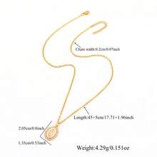 1 pieza Collar con colgante de Virgen María de forma ovalada y colorida, de acero inoxidable con tono dorado para mujeres - Amarillo Oro - Ver 2