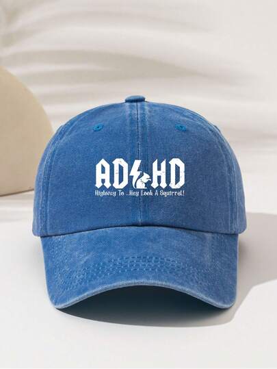 1pc ADHD Squirrel Print Baseball Cap, Fashionable Unisex Adjustable Breathable Sun Hat, Suitable For Outdoor Activities Like Hiking, Travel, Golf, Beach Party, Fishing, Ideal Gift For Family And Friends
