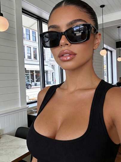 Retro Rectangular Black Fashion Fashion Glasses, Plastic Casual Decorative Daily Wear Unisex