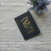 标准尺寸及护照尺寸黑色卡纸笔记本，200克厚黑色卡纸，16张/32页，兼容TN内页的旅行日记本，可用于写日记和绘画 - 長方形 - 查看 12