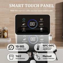 AEOMJK Semi-Automatic Coffee Machine | Touchscreen, Dual Hot And Cold Brew, Steam Capabilities, 20bar Pressure, Espresso Maker, Detachable Tank, US Plug, Modern Style - Multicolor - View 3