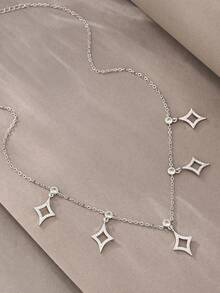 1 chiếc dây chuyền bạc, thiết kế đồng khảm đá Zirconia đa năng, phù hợp cho đeo hàng ngày, các buổi họp mặt và hẹn hò, tôn lên vẻ thanh lịch. - Bạc - Xem 1