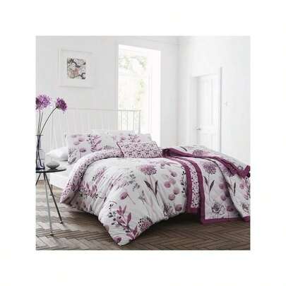 DreamEasy Inky Floral Reversible Duvet Cover Set With Pillowcases| 200 Thread Count 60% Cotton / 40% Polyester | Available In Blue, Teal Or Mauve | Breathable & Comfortable Poly-Cotton Fabric | Available In All Key Sizes: Single, Double, King & Super King | Fast UK Fulfilment | Trusted UK-Based Brand