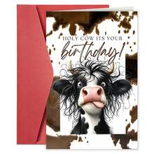 1pc Cute Cow Birthday Card With Envelope - Funny Cow Design With "Happy Birthday" Text, Perfect For Family, Friends - Sets - View 1