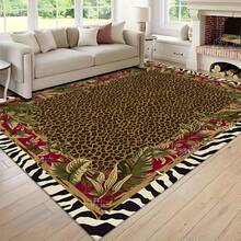 1pc Leopard Print Rug, Red Lips Rug, Pop Art Rug, Bold Statement Area Rug, Funky Living Room Decor, Animal Print Rug, Glamorous Home Rug, 84*60inch,Perfect Choice For Christmas ,Stylish And High-Quality Rugs, Perfect For Christmas Decorations And GiftsHome Decor, The Best Choice For Gothic-Style Birthday Gifts - Nhiều màu - Xem 1