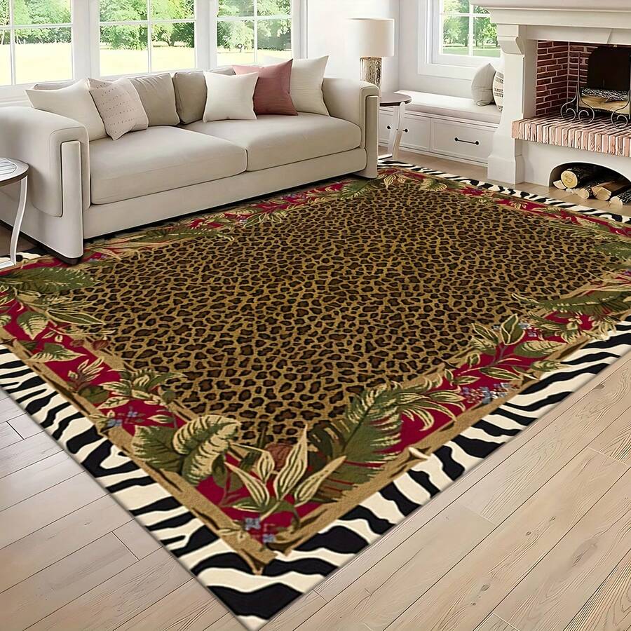1pc Leopard Print Rug, Red Lips Rug, Pop Art Rug, Bold Statement Area Rug, Funky Living Room Decor, Animal Print Rug, Glamorous Home Rug, 84*60inch,Perfect Choice For Christmas ,Stylish And High-Quality Rugs, Perfect For Christmas Decorations And GiftsHome Decor, The Best Choice For Gothic-Style Birthday Gifts - Nhiều màu - Xem 1