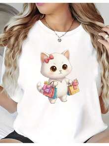 Cartoon Color Block Cat None Home Vacation - 白色 - 查看 1