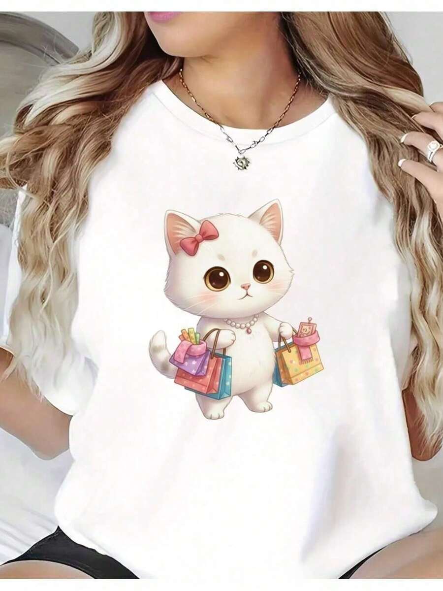 Cartoon Color Block Cat None Home Vacation - 白色 - 查看 1