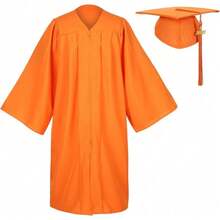 2026 Unisex Matte Graduation Gown And Cap Set With Tassel For Middle High School Bachelor - Orange - View 1