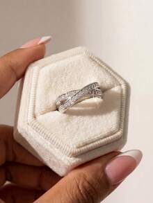 Stylever 1pc 925 Sterling Silver Minimalist X-Shaped Cross Ring, Women's Jewelry, Charming Promise Ring, Exquisite Jewelry Ring, Daily Wear Decorative Gift For Her - Silver - View 4