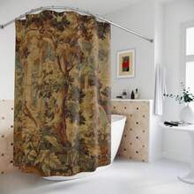 French Verdure Shower Curtain,  Style Tapestry Reproduction, Vintage Bathroom Decor, Elegant Bath Curtain, Country Farmhouse Chic, Cottagecore Cute Bathroom Decor, Cabin Nature Bathroom Set With 12  Hooks, Apartment Essentials Bathroom Decor Room Decor Home Decor Dorm Essentials College Room Christmas Decoration,Easter, St.  Day - A - Xem 4