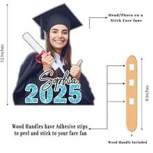 Personalized Face Fan With Wooden Handle Custom Photo Head Fan 2026 Graduation Birthday Party Favors Creative Celebration Prop - Color 1 - View 5