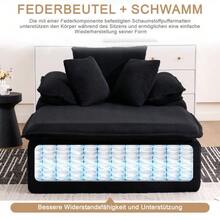 A 46cm High Reclining Sofa With A Clean, Frameless Design, Ideal For Reading. Featuring Wide Armrests, It Comes Fully Assembled. - Black - View 4