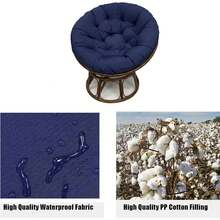 Round Papasan Chair Cushion, Waterproof Hanging Basket Cushion For Rattan Chair, Thick Soft Overstuffed Pad With Non-Slip Ties, Indoor Outdoor Swing Seat Replacement - Xanh đậm - Xem 3