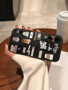 Bộ sticker dán điện thoại thời trang cá nhân hóa dành cho người yêu cà phê Ả Rập, bao gồm hình ảnh cà phê đá, hạt cà phê, câu nói tiếng Ả Rập và máy pha cà phê, ốp lưng điện thoại cao cấp chống sốc, bảo vệ ống kính camera, phù hợp với 17/17Pro/17Pro Max, 16, 15, 14, 13, 12, 11 Plus/Pro Max Series và Galaxy S/A Series, thích hợp làm quà tặng/trang trí lễ Phục Sinh, Giáng Sinh, Halloween cho bạn gái, bạn trai, bạn bè hoặc sinh nhật, phiên bản quốc tế, không phải phiên bản nội địa. - màu đen - Xem 3