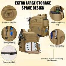 Fishing Backpack With 2 Rod Holders Tackle Box, 41/25L Water-Resistant Fishing Tackle Bag Storage Fishing Gear And Equipment,41467185 - Yellow - View 5