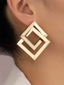 1对几何简约方形交叉耳环，休闲百搭，适合女性日常佩戴 - 一對幾何耳環 - 查看 8