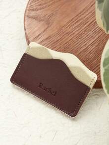 Takeoak 1pc Customized Name Card Holder, Personalized Letter Combination Credit Card Wallet, Minimalist Thin Card Case Inspired By Natural Mountains And Seasons, Faux Leather Material, Ultra-Thin Front Pocket Wallet, Can Store ID Cards, Cute And Fun Slim Card Organizer ,Travel Organizer - Multicolor - View 18