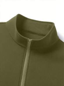 GRDR 男士拉链套头卫衣，秋冬款 - 橄欖綠 - 查看 4