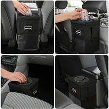 Bote de basura para coche con tapa, plegable y portátil, impermeable, cubeta de basura multiusos de gran capacidad de 2.6 galone - A - Ver 4