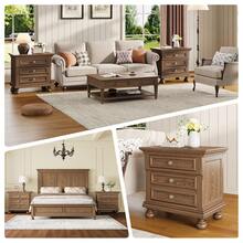 Fully Assembled Solid Wood Nightstand With 2 Storage Drawers, 26" Extra Large Traditional Bedside Cabinet For Bedroom - Nâu nhạt - Xem 9